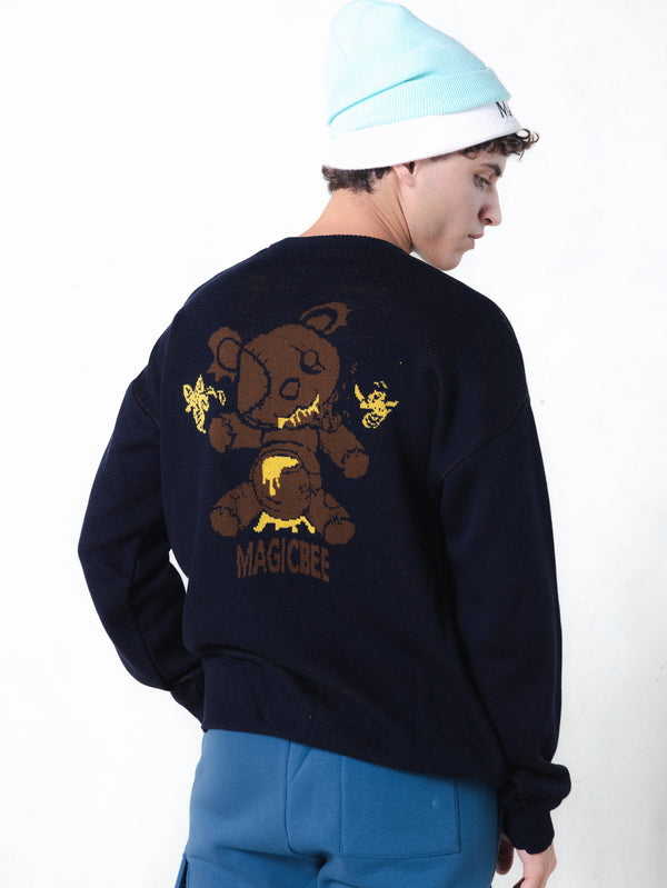 MagicBee Unisex Knit Sweater Teddy Bear - Dark Blue (Limited Edition)