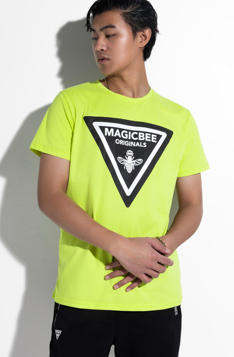 MagicBee Triangle Logo Tee - Neon Yellow