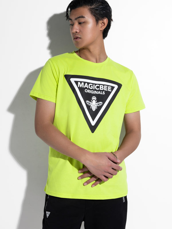MagicBee Triangle Logo Tee - Neon Yellow