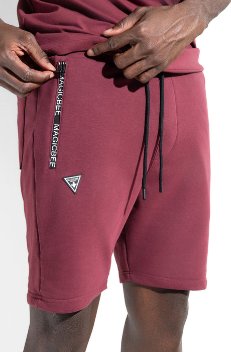 MagicBee Zip Pocket Shorts - Burgundy