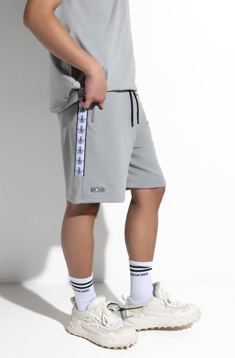 MagicBee Tape Logo Shorts - Ice Grey