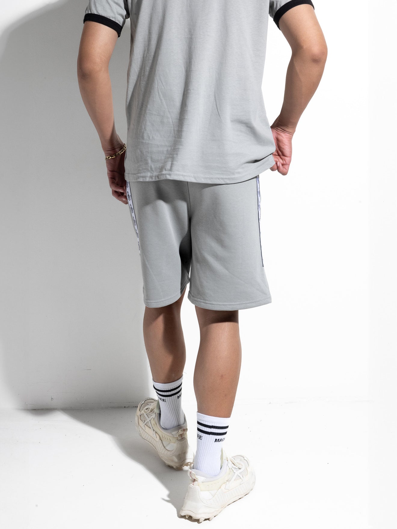 MagicBee Tape Logo Shorts - Ice Grey