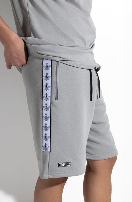 MagicBee Tape Logo Shorts - Ice Grey