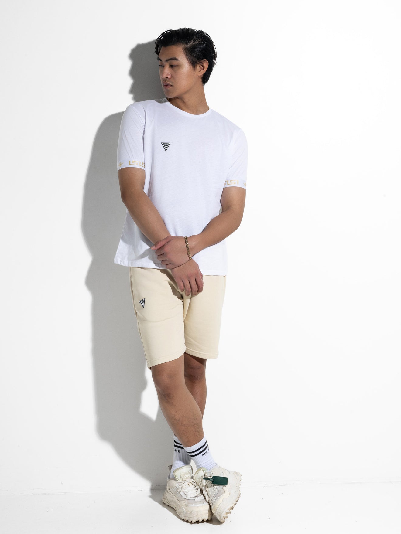 MagicBee Gold Elastic Tee - White