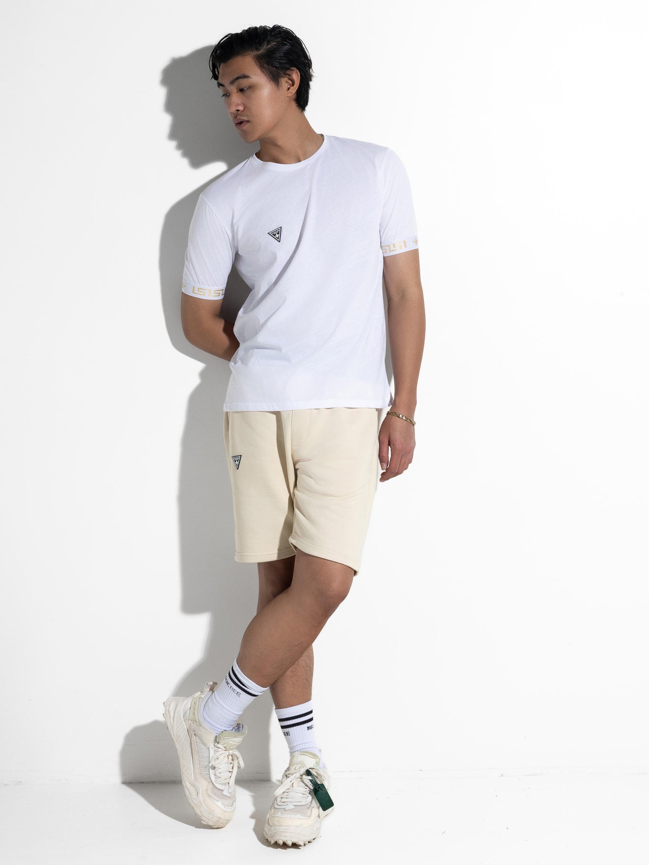 MagicBee Gold Elastic Tee - White