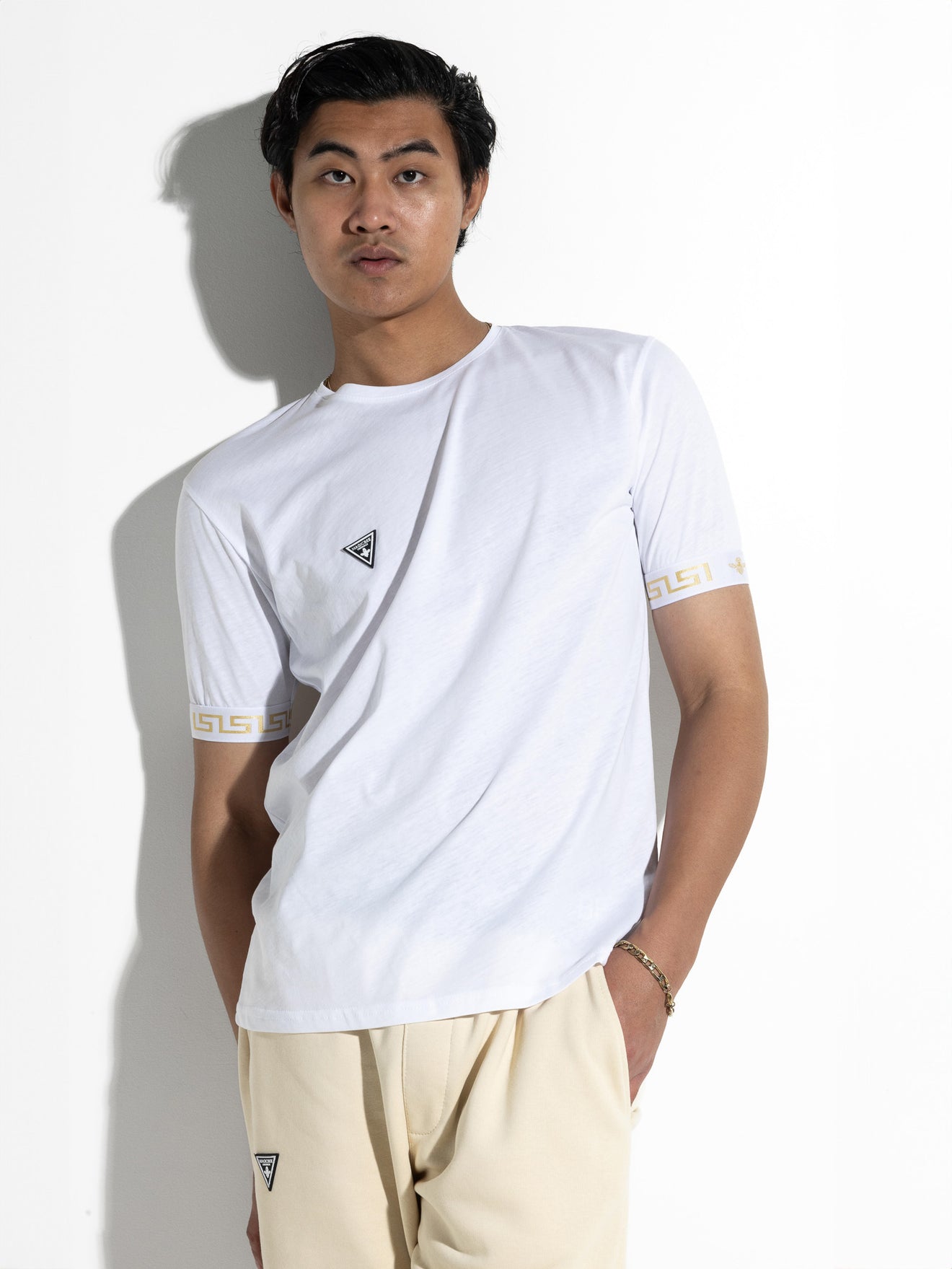 MagicBee Gold Elastic Tee - White