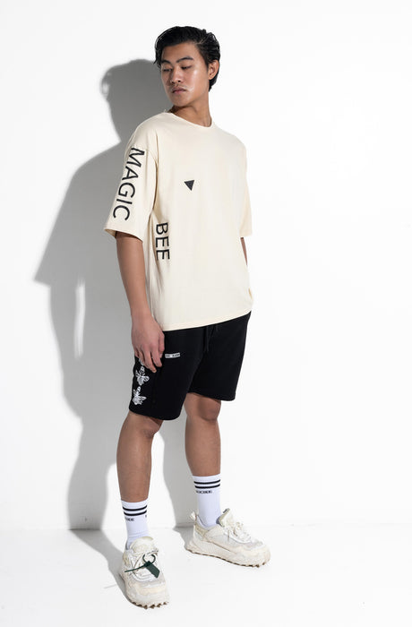 MagicBee Side Logo Oversized Tee - Beige