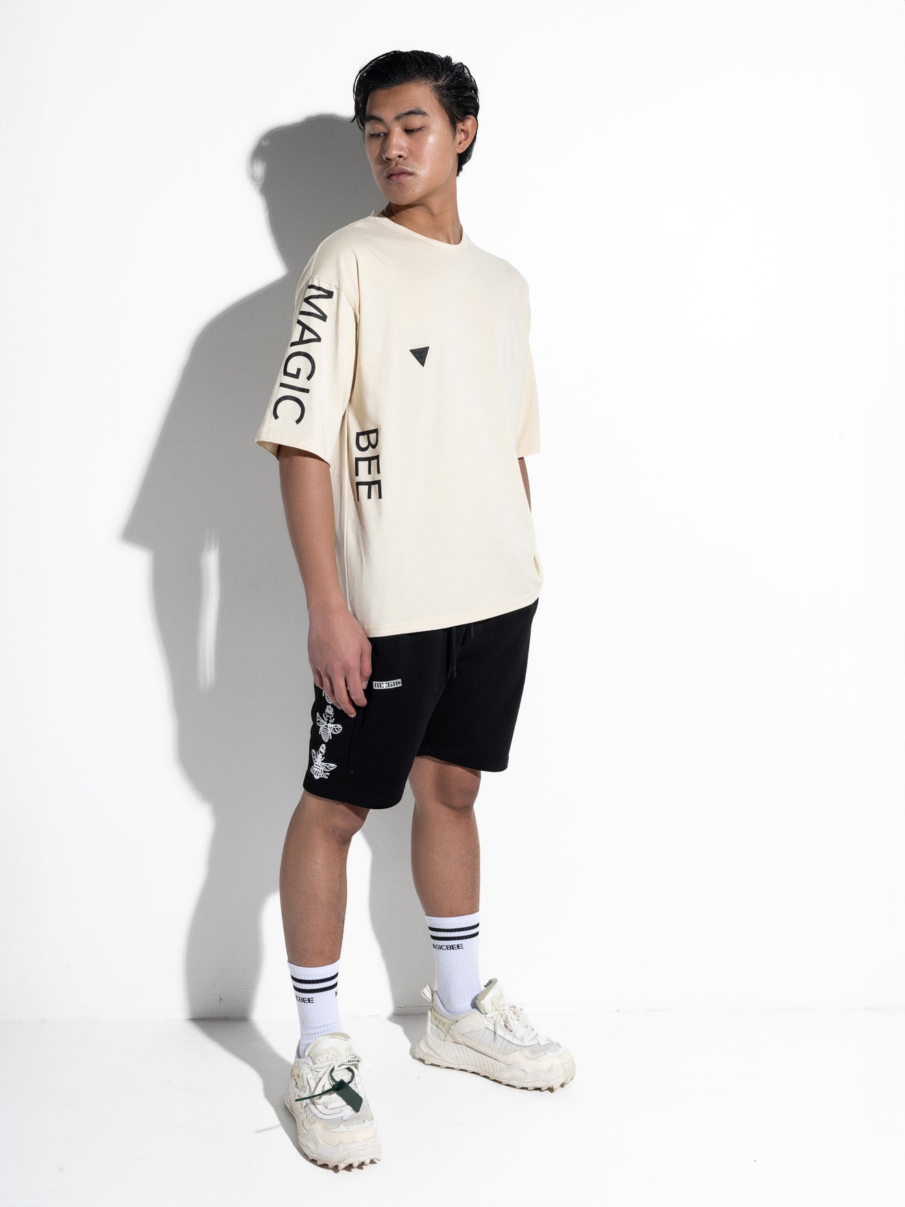 MagicBee Side Logo Oversized Tee - Beige