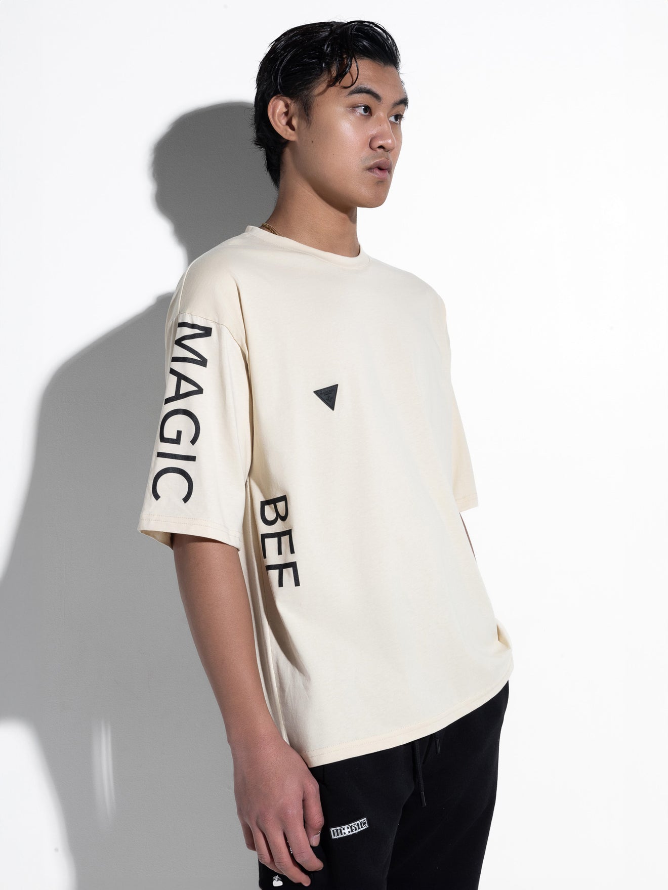 MagicBee Side Logo Oversized Tee - Beige