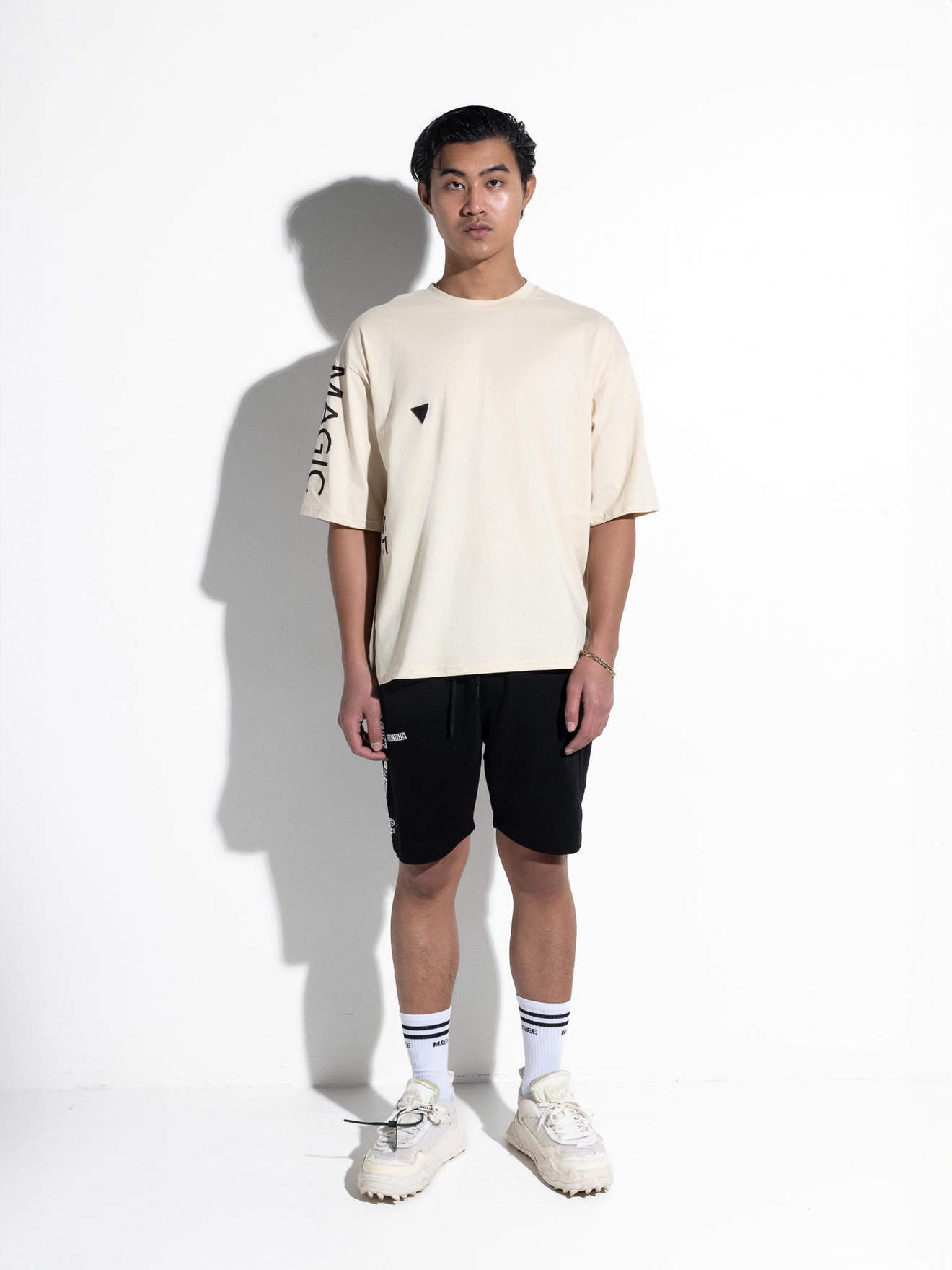 MagicBee Side Logo Oversized Tee - Beige