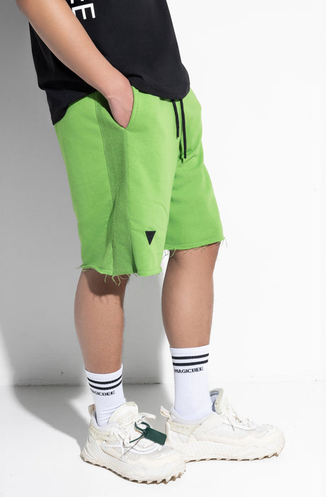 MagicBee Reverse Cotton Side Tape Shorts - Neon Yellow