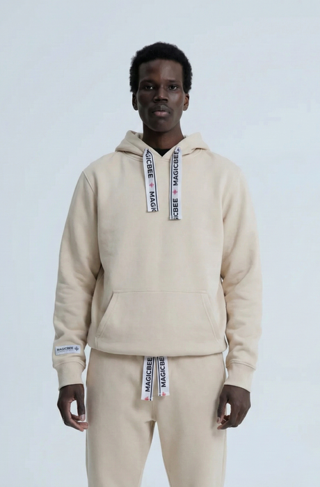 MagicBee Elastic Cord Tape Hoodie - Beige