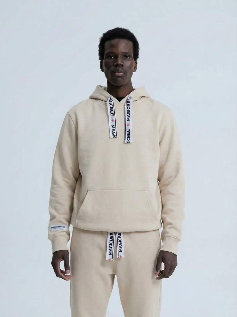 MagicBee Elastic Cord Tape Hoodie - Beige
