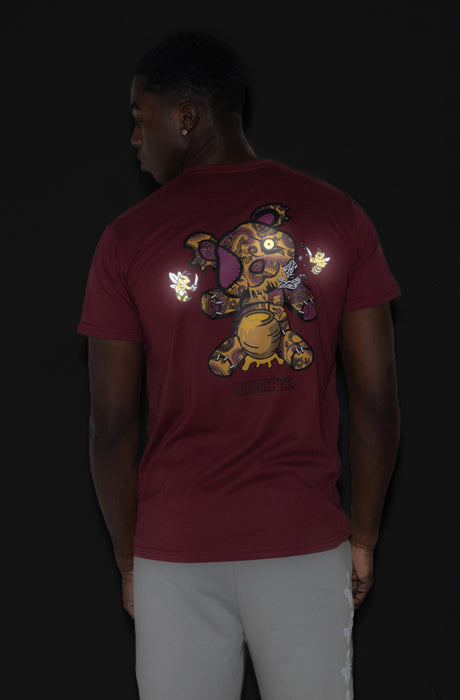 MagicBee Unisex Reflective Killed Teddy Tee - Burgundy (Special Edition)