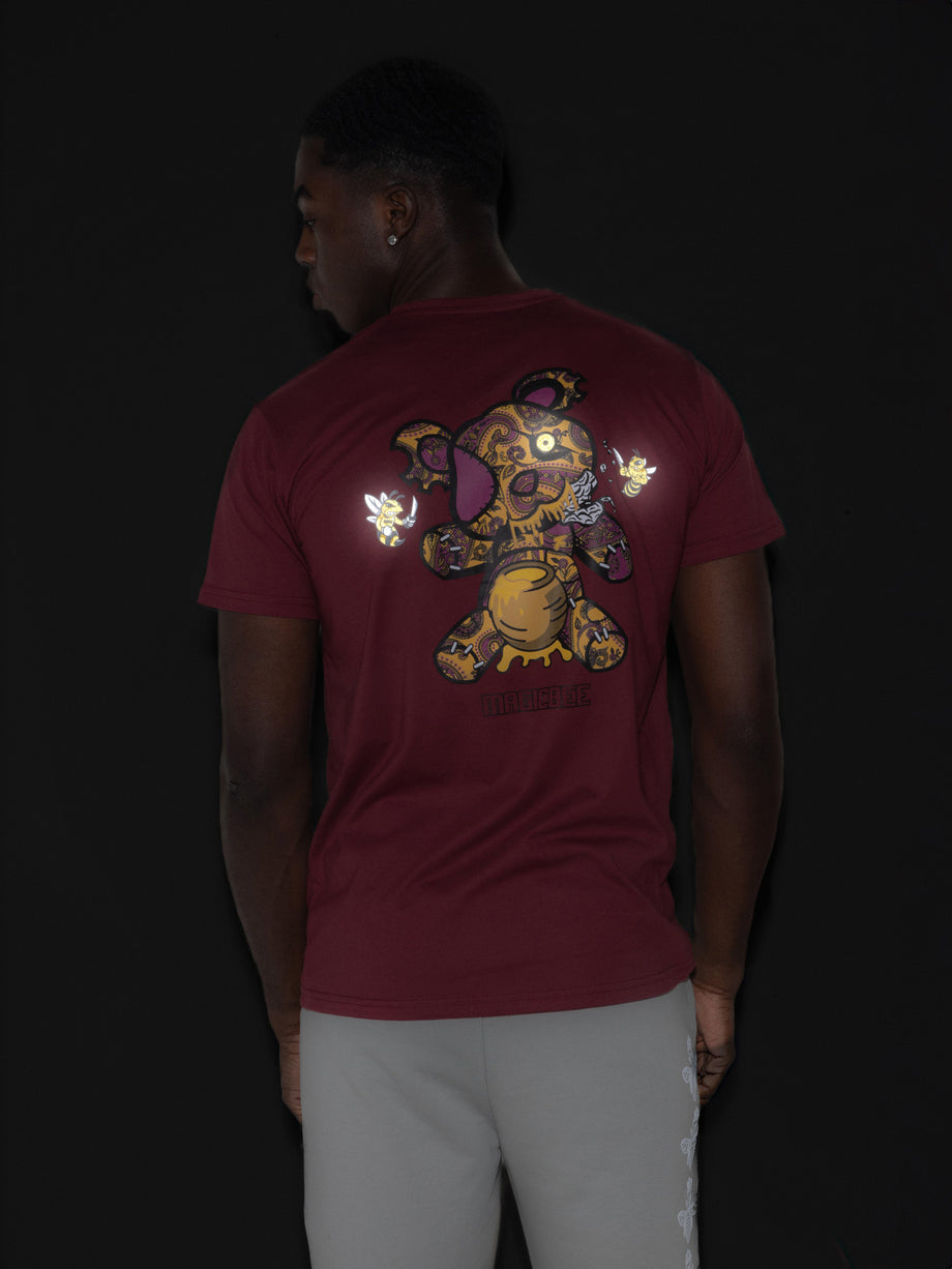 MagicBee Unisex Reflective Killed Teddy Tee - Burgundy (Special Edition)