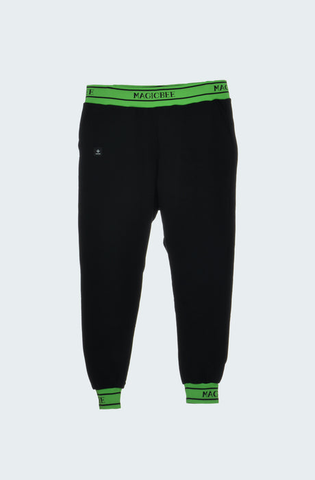 MagicBee Neon Green Rib Pants - Black
