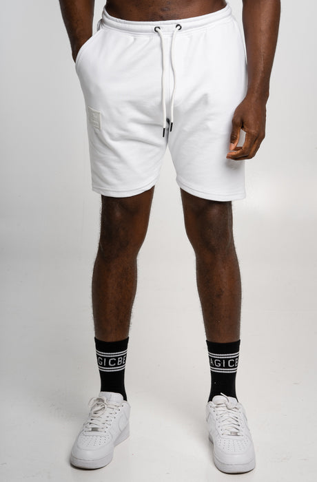MagicBee Red & White Elastic Shorts - White