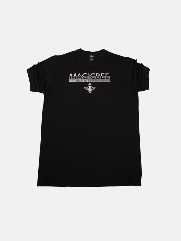 Camiseta com logotipo brilhante MagicBee - branca