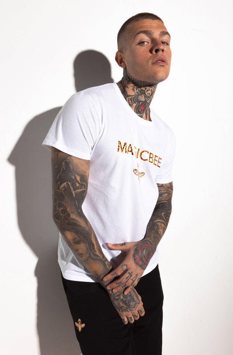 MagicBee Splashed Logo Tee - Orange White - magicbee-clothing