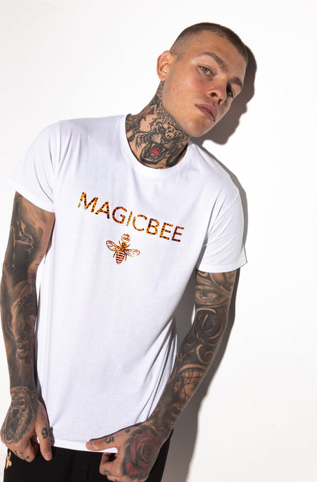 MagicBee Splashed Logo Tee - Orange White - magicbee-clothing