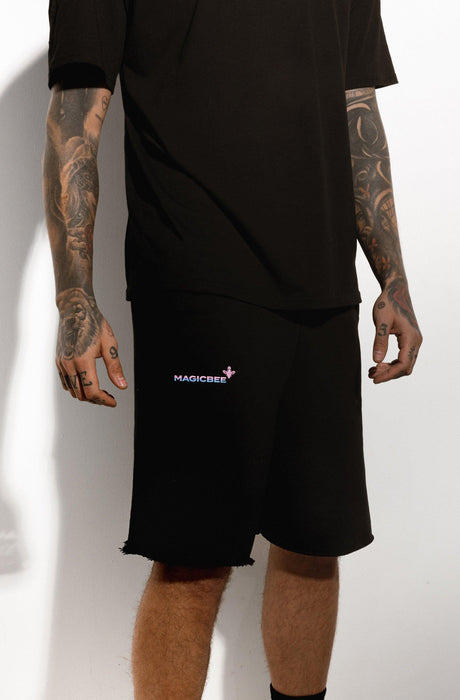 MagicBee Printed Fade Logo Shorts - Black - magicbee-clothing