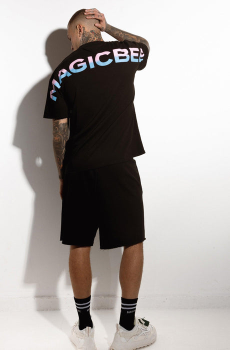 MagicBee Printed Fade Logo Shorts - Black - magicbee-clothing