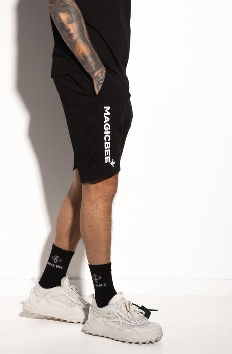 MagicBee Printed Logo Shorts - Black - magicbee-clothing