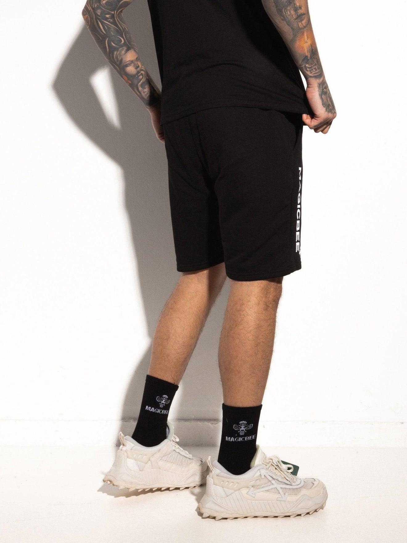 MagicBee Printed Logo Shorts - Black - magicbee-clothing