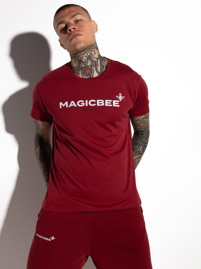MagicBee Printed Logo Tee - Burgundy - magicbee-clothing
