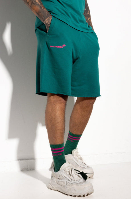 MagicBee Printed Logo Shorts - Petrol - magicbee-clothing