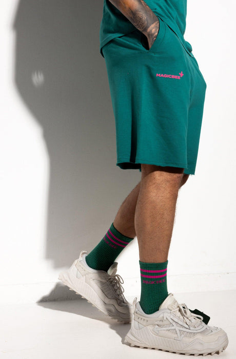 MagicBee Printed Logo Shorts - Petrol - magicbee-clothing