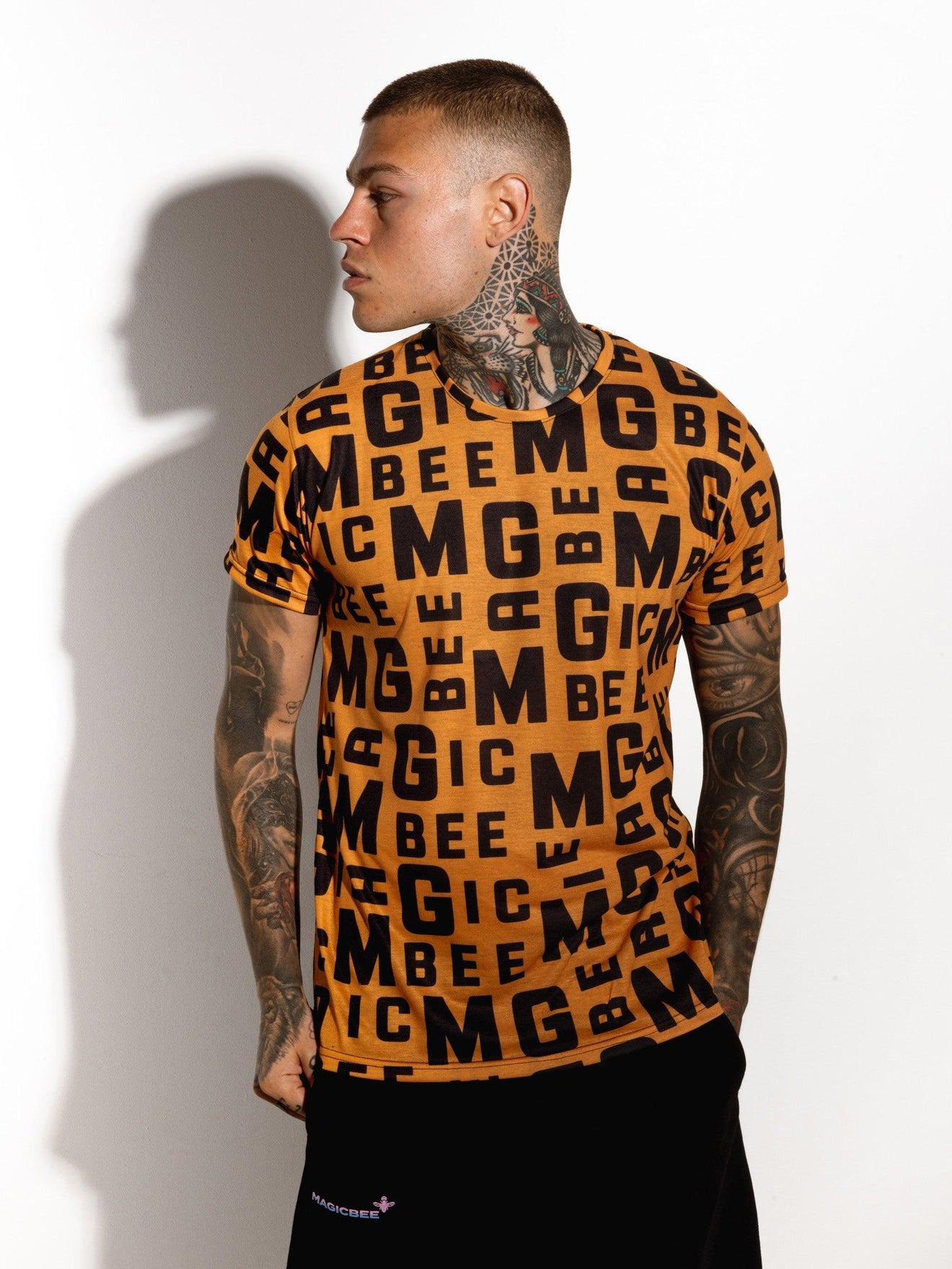 MagicBee All Over Logo Tee - Orange - magicbee-clothing