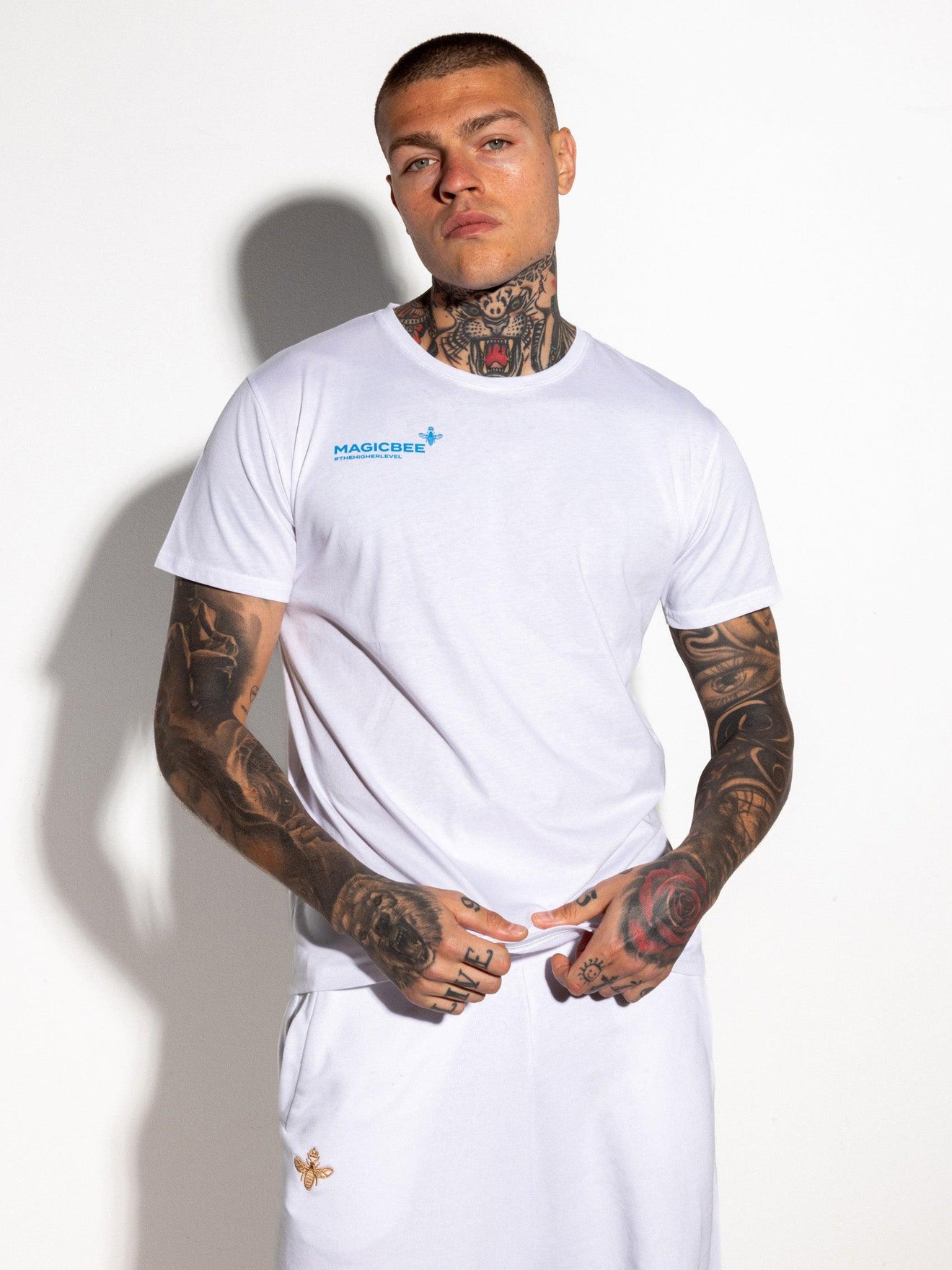 MagicBee Back Glossy Logo Tee - White - magicbee-clothing