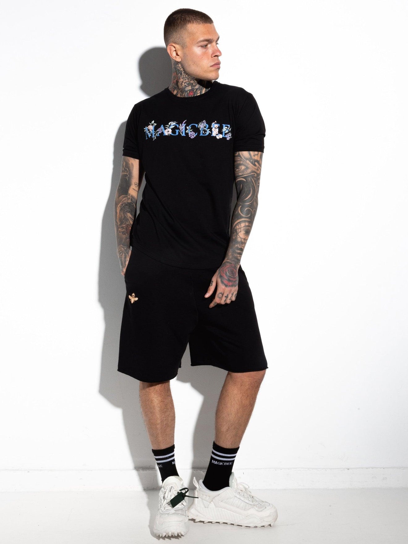 MagicBee Floral Logo Tee - Black - magicbee-clothing