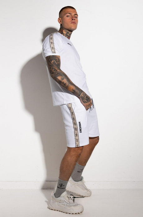 MagicBee Printed Tape Shorts - White - magicbee-clothing