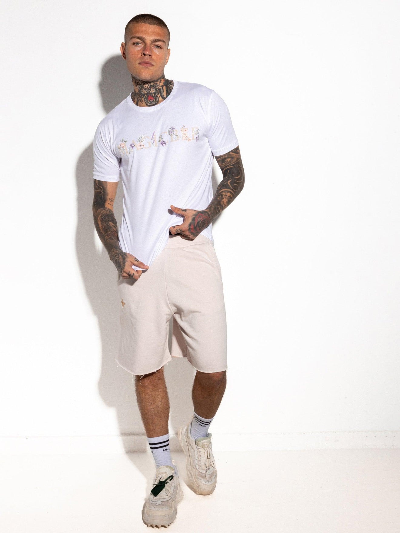 MagicBee Floral Logo Tee - White - magicbee-clothing