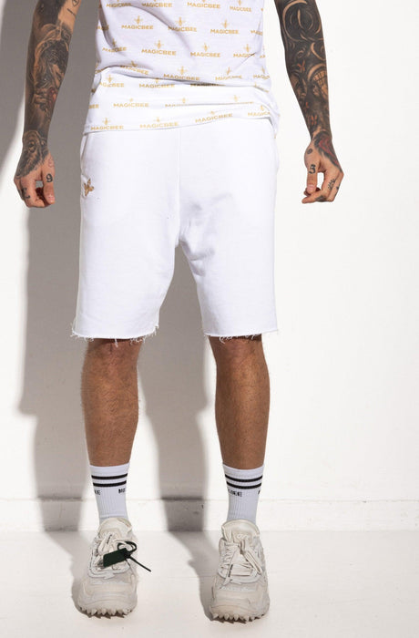 MagicBee Gold Embroidered Shorts - White - magicbee-clothing