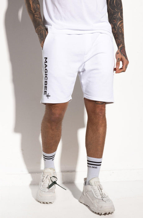 MagicBee Printed Logo Shorts - White - magicbee-clothing