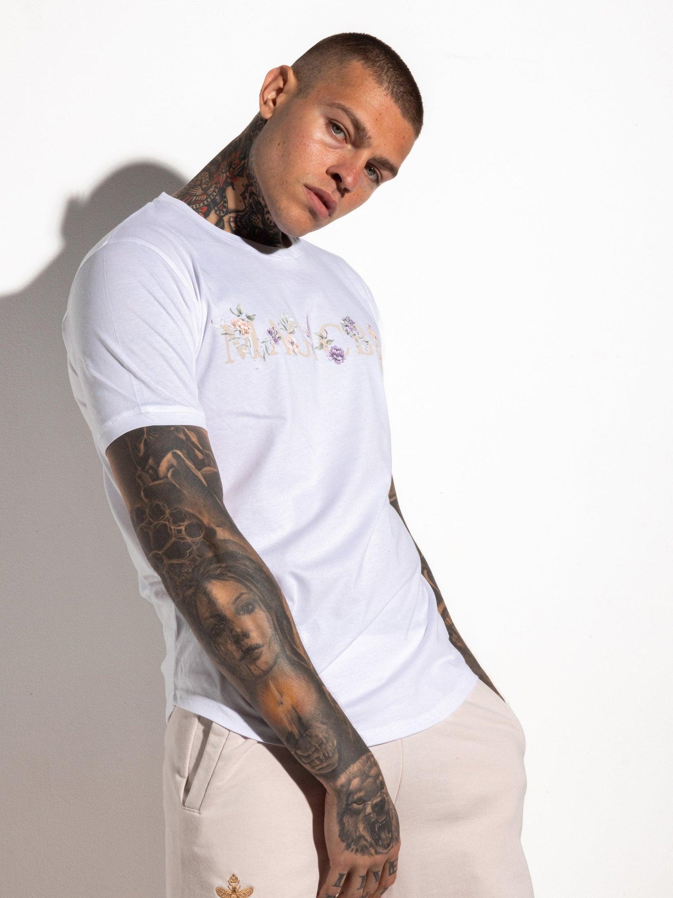 MagicBee Floral Logo Tee - White - magicbee-clothing