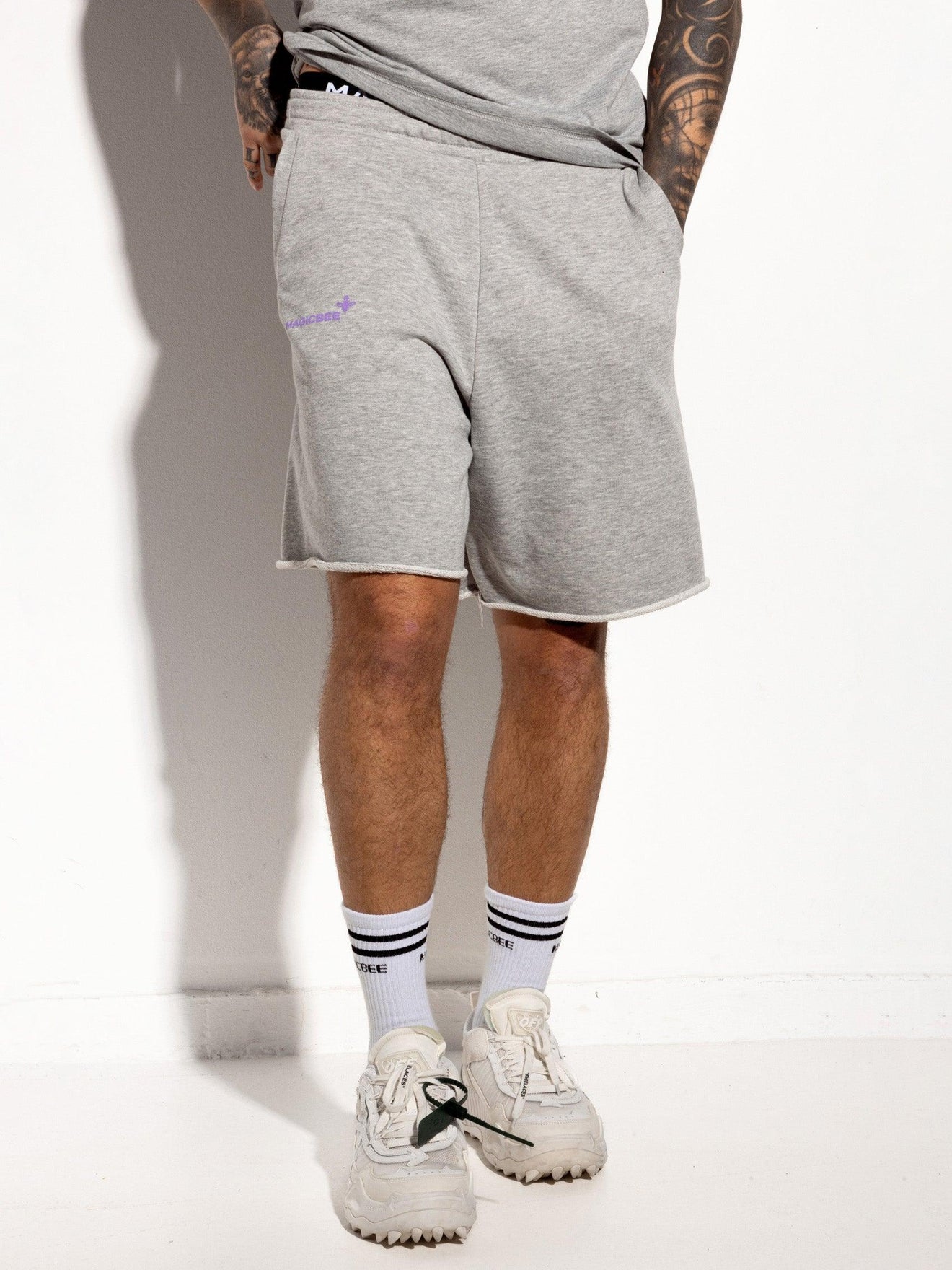 MagicBee Printed Logo Shorts - Grey - magicbee-clothing