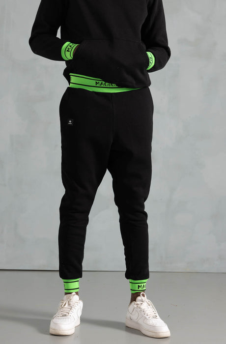 Pantalones de canalé verde neón MagicBee - Negro