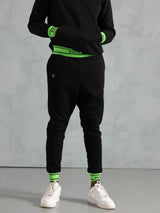 Pantalones de canalé verde neón MagicBee - Negro