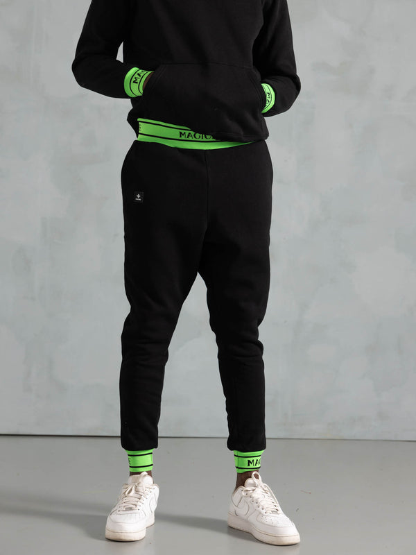 MagicBee Neon Green Rib Pants - Black