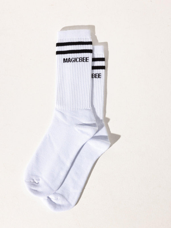 MagicBee Stripes Socks - White - magicbee-clothing