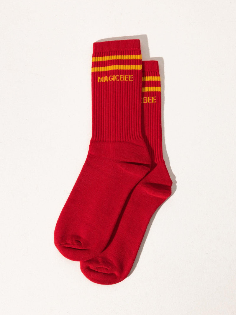 MagicBee Stripes Socks - Red